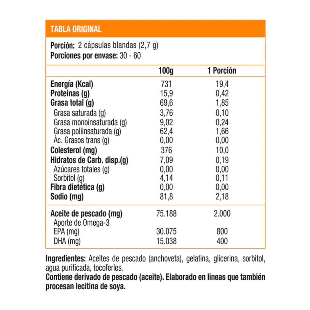 OMEGA 3 UP CAP ULT PURE 800 EPA/400DHA (120 cápsulas)